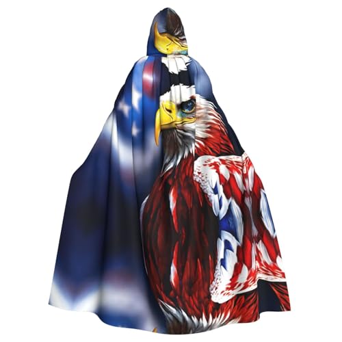 OdDdot Amerikanischer Weißkopfseeadler-Druck, Unisex, Kapuzenmantel, Hexen-Vampir-Zauberer-Robe für Halloween, Cosplay-Kostüme von OdDdot