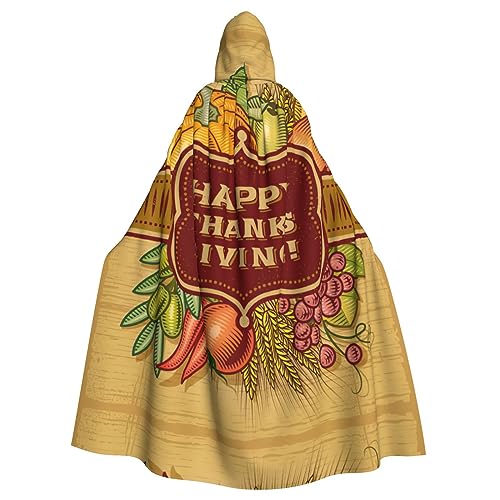 OdDdot Happy Thanksgiving Print Unisex Kapuzenumhang Kapuzenmantel Hexe Vampir Zauberer Robe für Halloween Cosplay Kostüme von OdDdot