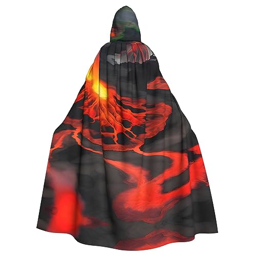 OdDdot Kilauea Karnevals-Umhang mit Vulkanen, Erwachsenen-Kapuzenumhang, Hexenkostüm für Damen und Herren, Cosplay-Kostüme von OdDdot