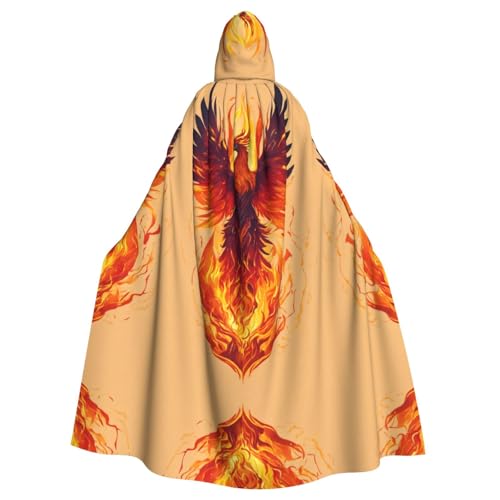 OdDdot Phoenix Print Unisex Kapuzenumhang Kapuzenmantel Hexe Vampir Zauberer Robe für Halloween Cosplay Kostüme von OdDdot