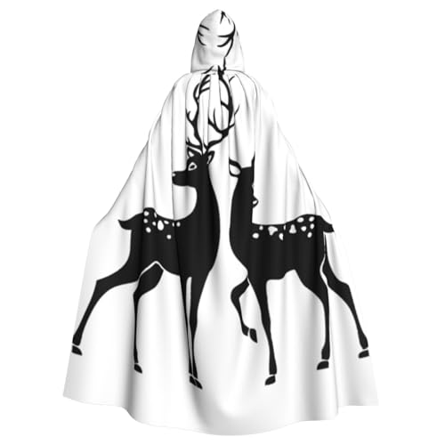 OdDdot Unisex Kapuzenmantel mit Hirsch-Druck, Hexen-Vampir-Zauberer-Robe für Halloween, Cosplay-Kostüme von OdDdot