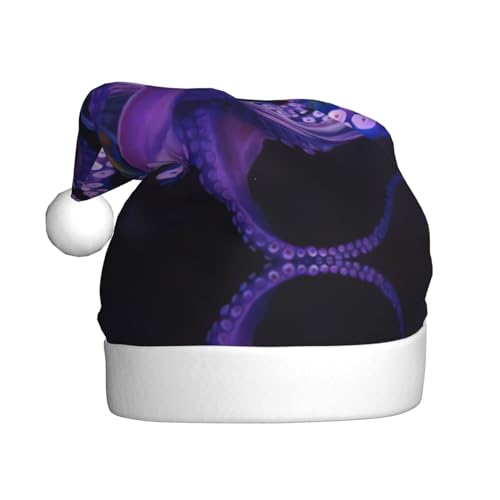 OdDdot Weihnachtsmütze mit violettem Oktopus-Aufdruck, für Erwachsene, Weihnachten, Silvesterparty, geeignet für Erwachsene, Männer und Frauen von OdDdot