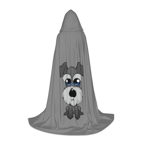 Odddot Entzückender Kapuzenumhang mit Schnauzer-Druck, Unisex-Umhang, Hexen-Zauberer-Umhang, Vampirumhang für Halloween, Cosplay-Kostüme von Odddot