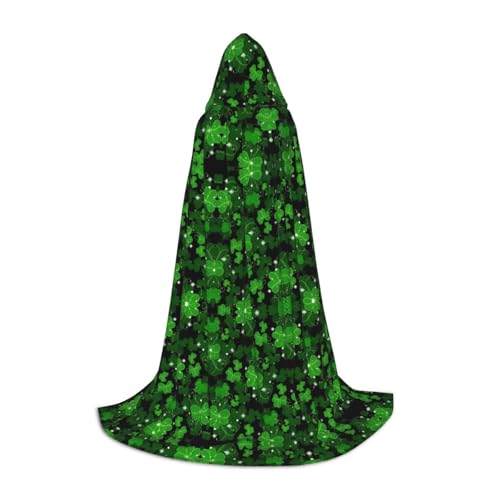 Odddot St. Patricks Day Kapuzenumhang mit Blätteraufdruck, Unisex-Umhang, Hexen-Zauberer-Umhang, Vampirumhang für Halloween, Cosplay-Kostüme von Odddot