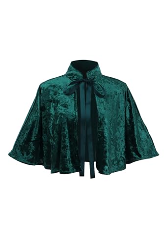 Oddfirm Mittelalter Schal Samt Kurz Umhang Vintag Viktorianischer Schal Gothic Lolita Mittelalterlicher Schal Mantel Renaissance Samt Cape Halloween Kostüm von Oddfirm