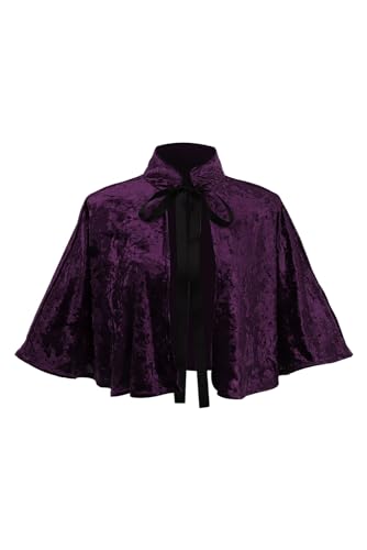 Oddfirm Mittelalter Schal Samt Kurz Umhang Vintag Viktorianischer Schal Gothic Lolita Mittelalterlicher Schal Mantel Renaissance Samt Cape Halloween Kostüm von Oddfirm