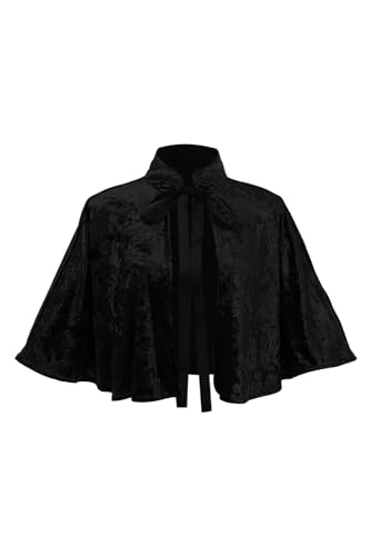 Oddfirm Mittelalter Schal Samt Kurz Umhang Vintag Viktorianischer Schal Gothic Lolita Mittelalterlicher Schal Mantel Renaissance Samt Cape Halloween Kostüm von Oddfirm