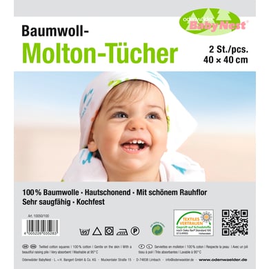 odenwälder Moltontücher 2er-Pack weiß von Odenwälder Babynest