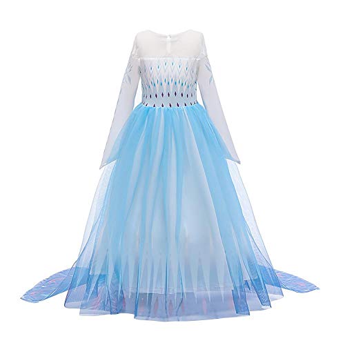 Elsa Kostüm Mädchen Kinder Anna Eiskönigin 2 Verkleidung Verkleidungskiste Prinzessin Kleid Halloween Weihnachten Karneval Geburtstag Party Cosplay Faschingskostüme Blau 1-langarm 1PC 3-4 Jahre von Odizli