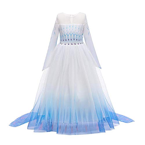 Elsa Kostüm Mädchen Kinder Anna Eiskönigin 2 Verkleidung Verkleidungskiste Prinzessin Kleid Halloween Weihnachten Karneval Geburtstag Party Cosplay Faschingskostüme Blau 2-langarm 1PC 13-14 Jahre von Odizli