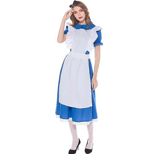 Odizli Alice im Wunderland Kostüm Damen Prinzessin Verkleidung Verkleidungskiste Maid Kleid Halloween Weihnachten Karneval Fasching Cosplay Faschingskostüme Alice Damen XL von Odizli