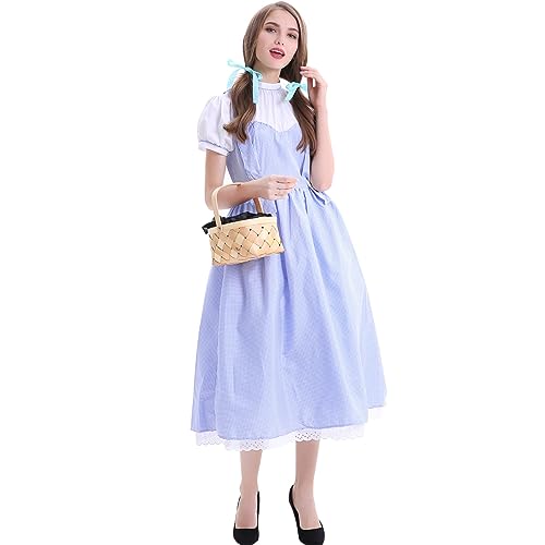 Odizli Alice im Wunderland Kostüm Damen Prinzessin Verkleidung Verkleidungskiste Maid Kleid Halloween Weihnachten Karneval Fasching Cosplay Faschingskostüme Alice Plaid M von Odizli