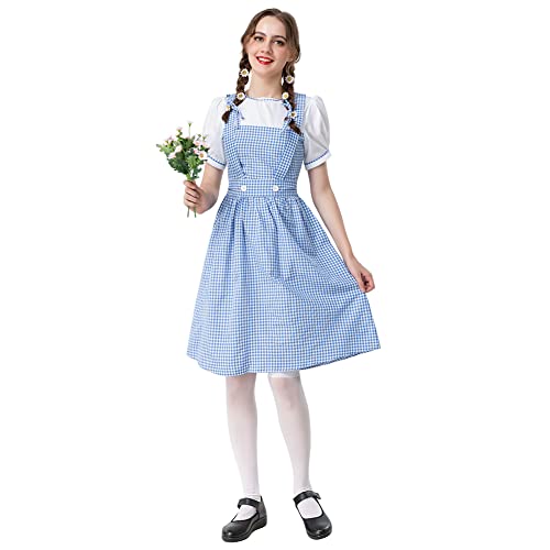 Odizli Dorothy Kost�m Erwachsene Damen Der Zauberer von Oz Verkleidung Prinzessin Verkleidungskiste Plaid Maid Kleid Halloween Weihnachten Karneval Cosplay Faschingskost�me Dorothy Damen L von Odizli