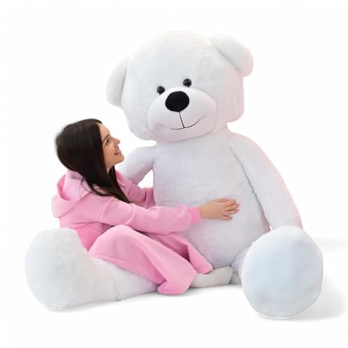 Odolplusz Riesen Teddybär XXL, 220 cm, Plüsch Kuscheltier mit Silikonisierten Faserbällchen (Weiss) von Odolplusz