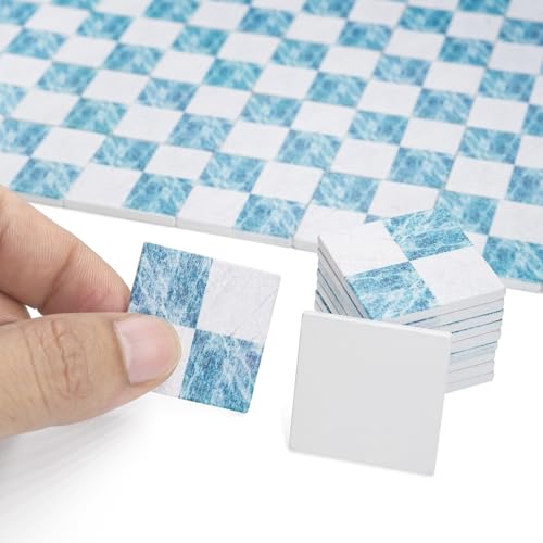 Odoria Puppenhaus Fußboden Fliesen Miniatur: 1/12 Maßstab Quadratisch Parkett Holz Diorama Raum Modern Blau Weiß Mosaik - Mini Bodenbelag Gebäude Bauteile Badezimmer Küche Handwerk DIY 27x27 cm² Odoria Puppenhaus Fußboden Fliesen Miniatur: 1/12 Maßstab Quadratisch Parkett Holz Diorama Raum Modern Blau Weiß Mosaik - Mini Bodenbelag Gebäude Bauteile Badezimmer Küche Handwerk DIY 27x27 cm² von Odoria