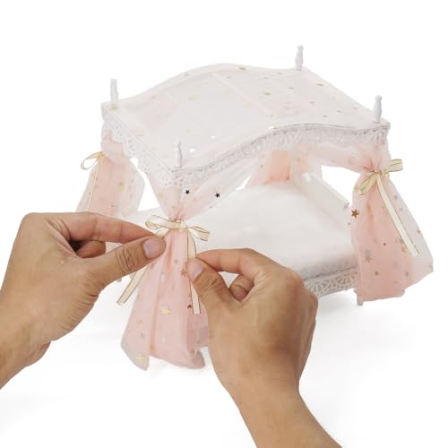 Odoria Puppenhaus Prinzessin Bett Miniatur: 1/12 Maßstab Puppenbett Rosa Luxuriös für 15cm Puppe Schlafzimmer - Mini Himmelbett Möbel mit Betthimmel Holz Odoria Puppenhaus Prinzessin Bett Miniatur: 1/12 Maßstab Puppenbett Rosa Luxuriös für 15cm Puppe Schlafzimmer - Mini Himmelbett Möbel mit Betthimmel Holz von Odoria
