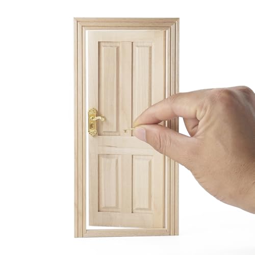 Odoria Wichtel Tür Puppenhaus Miniatur: 5Stk 1/12 Maßstab Holztür für Fee Garten Elf im Freien - DIY Türgriffe Türklinke Rechts und Links Gold - Mini Gebäude Möbel Innenschlagtür Unlackiert Odoria Wichtel Tür Puppenhaus Miniatur: 5Stk 1/12 Maßstab Holztür für Fee Garten Elf im Freien - DIY Türgriffe Türklinke Rechts und Links Gold - Mini Gebäude Möbel Innenschlagtür Unlackiert von Odoria