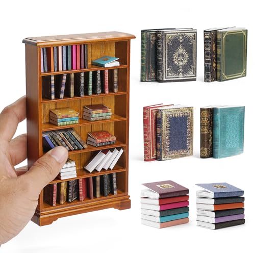 Odoria Wichtel Zubehör Miniatur Bücherregal: 73Stk 1/12 Maßstab Puppenhaus Papier Buch Regal Vintage Für Schule Bibliothek Büro Viktorianisch - Mini Wohnzimmer Möbel Braun Holz Antik Retro DIY Odoria Wichtel Zubehör Miniatur Bücherregal: 73Stk 1/12 Maßstab Puppenhaus Papier Buch Regal Vintage Für Schule Bibliothek Büro Viktorianisch - Mini Wohnzimmer Möbel Braun Holz Antik Retro DIY von Odoria