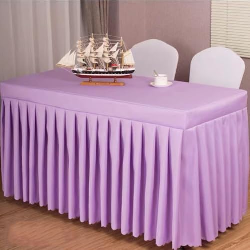 Odot Party Deko Tischrock, Tischröcke Für Babyparty Wiederverwendbare Tischdekoration Waschbare Tischdecke für Hochzeit, Bankette, Messen, Partys und Events (120 * 40 * 75cm,Hellviolett) von Odot