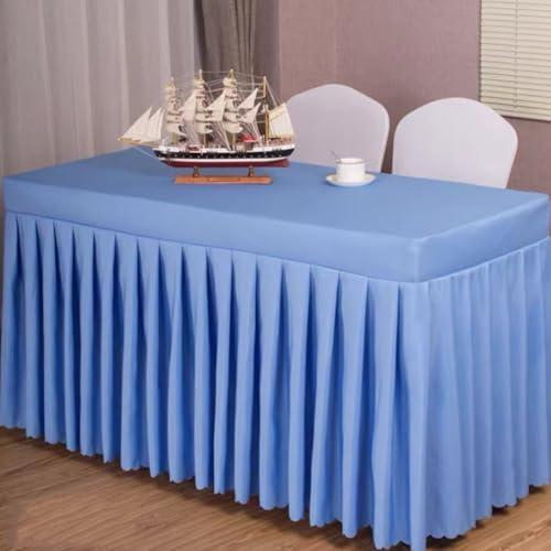 Odot Party Deko Tischrock, Tischröcke Für Babyparty Wiederverwendbare Tischdekoration Waschbare Tischdecke für Hochzeit, Bankette, Messen, Partys und Events (120 * 45 * 75cm,Himmelblau) von Odot