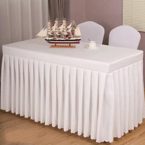 Odot Party Deko Tischrock, Tischröcke Für Babyparty Wiederverwendbare Tischdekoration Waschbare Tischdecke für Hochzeit, Bankette, Messen, Partys und Events (120 * 45 * 75cm,Weiß) von Odot