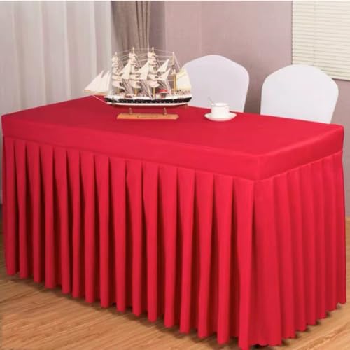 Odot Party Deko Tischrock, Tischröcke Für Babyparty Wiederverwendbare Tischdekoration Waschbare Tischdecke für Hochzeit, Bankette, Messen, Partys und Events (120 * 60 * 75cm,rot) von Odot