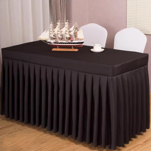 Odot Party Deko Tischrock, Tischröcke Für Babyparty Wiederverwendbare Tischdekoration Waschbare Tischdecke für Hochzeit, Bankette, Messen, Partys und Events (140 * 40 * 75cm,Schwarz) von Odot