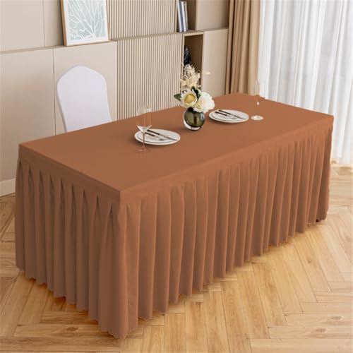 Odot Party Deko Tischrock, Tischröcke Für Babyparty Wiederverwendbare Tischdekoration Waschbare Tischdecke für Hochzeit, Messen, Bankette, Partys und Events (120 * 40 * 75cm,Braun) von Odot