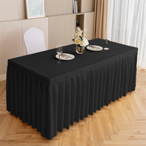 Odot Party Deko Tischrock, Tischröcke Für Babyparty Wiederverwendbare Tischdekoration Waschbare Tischdecke für Hochzeit, Messen, Bankette, Partys und Events (120 * 40 * 75cm,Schwarz) von Odot