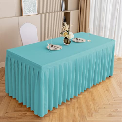 Odot Party Deko Tischrock, Tischröcke Für Babyparty Wiederverwendbare Tischdekoration Waschbare Tischdecke für Hochzeit, Messen, Bankette, Partys und Events (120 * 45 * 75cm,hellblau) von Odot