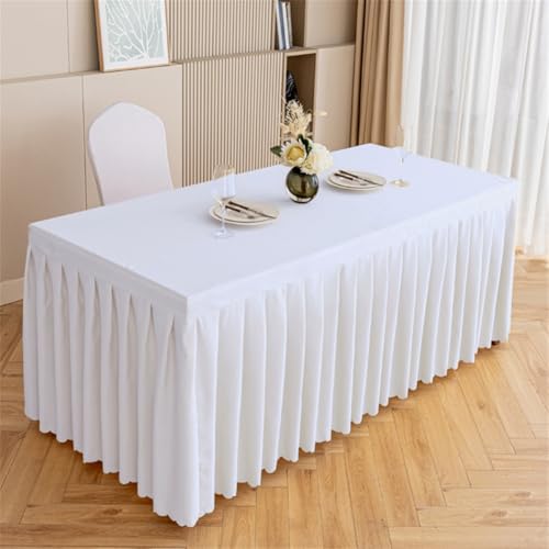 Odot Party Deko Tischrock, Tischröcke Für Babyparty Wiederverwendbare Tischdekoration Waschbare Tischdecke für Hochzeit, Messen, Bankette, Partys und Events (120 * 60 * 75cm,Weiß) von Odot