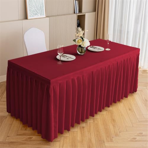 Odot Party Deko Tischrock, Tischröcke Für Babyparty Wiederverwendbare Tischdekoration Waschbare Tischdecke für Hochzeit, Messen, Bankette, Partys und Events (140 * 60 * 75cm,Rot) von Odot