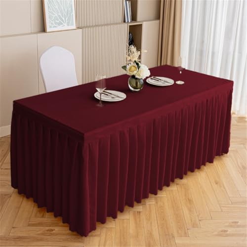 Odot Party Deko Tischrock, Tischröcke Für Babyparty Wiederverwendbare Tischdekoration Waschbare Tischdecke für Hochzeit, Messen, Bankette, Partys und Events (Burgund,120 * 60 * 75cm) von Odot