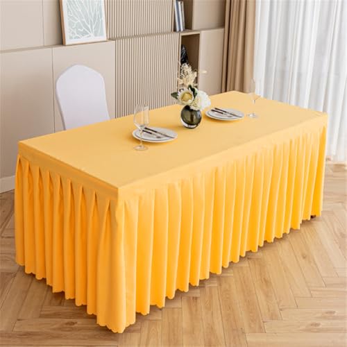 Odot Party Deko Tischrock, Tischröcke Für Babyparty Wiederverwendbare Tischdekoration Waschbare Tischdecke für Hochzeit, Messen, Bankette, Partys und Events (Gelb,180 * 40 * 75cm) von Odot