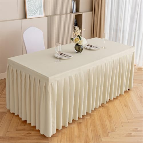 Odot Party Deko Tischrock, Tischröcke Für Babyparty Wiederverwendbare Tischdekoration Waschbare Tischdecke für Hochzeit, Messen, Bankette, Partys und Events (Hellbeige,140 * 40 * 75cm) von Odot