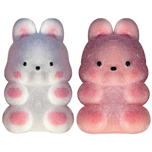 2pcs Stressspielzeug, Squeeze Toy Cute Animal Dekompression Spielzeug lebhafter belastbarer Stressspielzeug mit Accessoires Stressfreigabe Spielzeug für Kinder Mädchen Frauen, Kaninchen von Odoukey