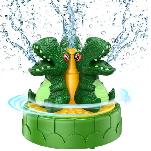 Kinder Sprinkler für Garten, Wassersprinkler für Kinder kühlen Sommerspielzeug Dinosaurier-förmige Kleinkind-Wasserspielzeug 360 ° Rotatable 7x7x5,5 Zoll ABS Outdoor-Wasserspielzeug für Garten Raseng von Odoukey