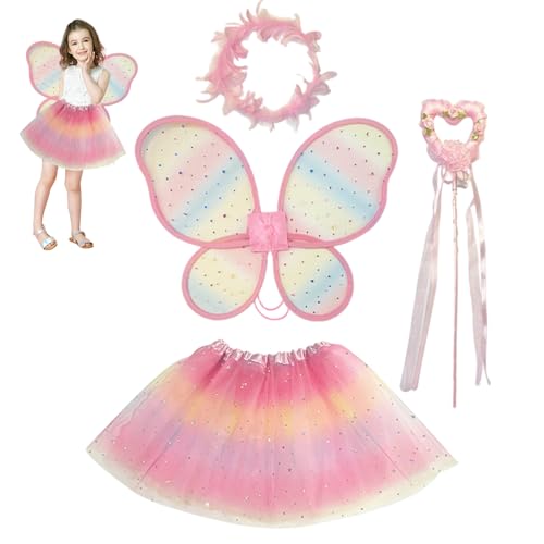 Odoukey 1 Set Fairy Kostüm Kids, süße Schmetterlingsflügelprinzessinkleid für Mädchen mit Stabs Garland Cosplay Dress-up Play Odoukey 1 Set Fairy Kostüm Kids, süße Schmetterlingsflügelprinzessinkleid für Mädchen mit Stabs Garland Cosplay Dress-up Play von Odoukey