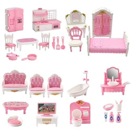Odoukey 1:12 Skala Puppenhaus Accessoires und Möbel, 1 Set mit Küchen Wohnzimmer Schlafzimmer Badezimmer für Kinder Playhouse Spielzeug Odoukey 1:12 Skala Puppenhaus Accessoires und Möbel, 1 Set mit Küchen Wohnzimmer Schlafzimmer Badezimmer für Kinder Playhouse Spielzeug von Odoukey