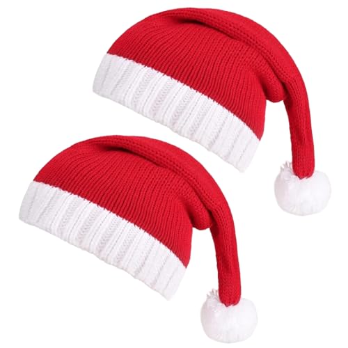 Odoukey 2pcs/fester Weihnachtshut für Erwachsene und Kinder, weiche warme elastische Strick -Weihnachtsmütze für Neujahrsfestparty Odoukey 2pcs/fester Weihnachtshut für Erwachsene und Kinder, weiche warme elastische Strick -Weihnachtsmütze für Neujahrsfestparty von Odoukey
