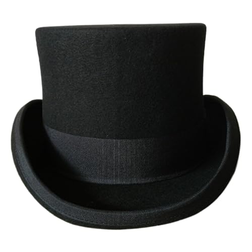 Odoukey Magier Hut Black Top Hut formelle Magierhüte Erwachsene Wolle Top Hut Showman Top Hats für Männer für Männer Soziales Abendessen Butler Cosplay Kostüm Halloween Kostümzubehör von Odoukey