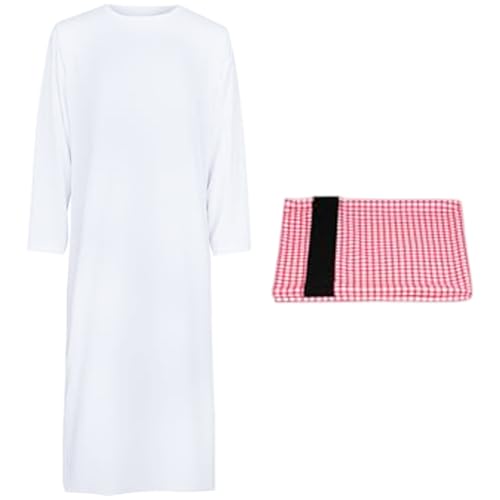 Odoukey Weißer Scheich Kostümgewand mit Kopfschal muslimischer Kleidung für Männer, arabisch Halloween Cosplay -Kostüme Kostüme Odoukey Weißer Scheich Kostümgewand mit Kopfschal muslimischer Kleidung für Männer, arabisch Halloween Cosplay -Kostüme Kostüme von Odoukey