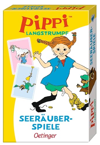 Oetinger, Pippi Langstrumpf, Seeräuber-Spiele, für Kinder ab 6 Jahren, Kartenset mit 34 Karten, farbenfrohe Illustrationen, für DREI Klassische Kartenspiele von Oetinger