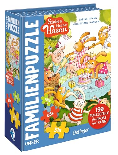 Oetinger 4260512188689 Sieben kleine Hasen, Puzzle, Familie, Gemeinsam, Team, Yellow von Oetinger