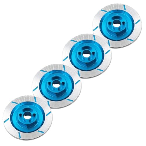 4PCS Aluminum Alloy 12mm Wheel Rim Hex Hub Brake Disc Decoration Compatible with Trax Tamiya 1/10 4WD RC On-Road Racing Car Truck Tires,Blue von Oeudire