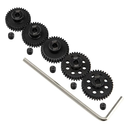 5Pack Steel 48P 3.175mm P Gear Sets 33T-37T fit 3.175mm (1/8-Inch) Shaft Compatible with Arrma Losi Axial trax Tamiya Associated 1/10 RC Car Monster Truck Buggy von Oeudire