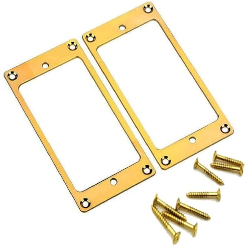 Oeudire 2 STK. Metall-Flachabdeckung for Humbucker-Abdeckung for E-Gitarren-Tonabnehmerrahmen, Befestigungsring mit Schrauben (schwarz)(Glod) von Oeudire