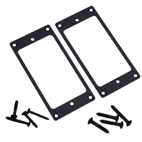 Oeudire 2 STK. Metall-Flachabdeckung for Humbucker-Abdeckung for E-Gitarren-Tonabnehmerrahmen, Befestigungsring mit Schrauben (schwarz)(Svart) von Oeudire