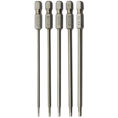 Oeudire 5-teiliges RC-Sechskant-Bit-Set, 1,27 mm, 1,5 mm, 2,0 mm, 2,5 mm, 3,0 mm, Sechskantkopf-Inbusschlüssel-Bohrer-Set for Schraubendreher, elektrische Schrauber/Bohrmaschine von Oeudire