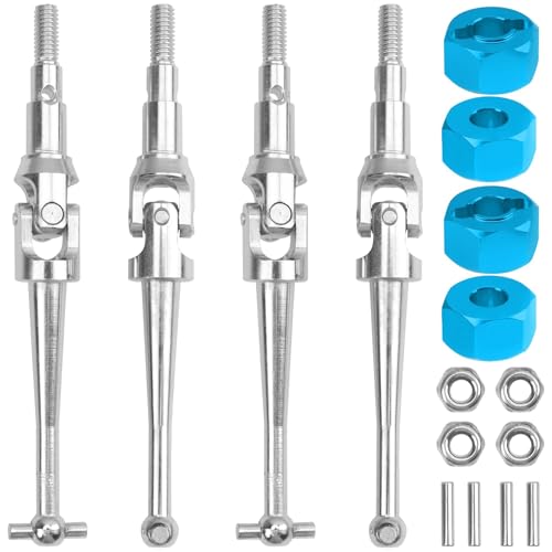 Oeudire Antriebswelle Dogbone aus Stahl mit Sechskant-Radnaben, Sechskant-Adapter, kompatibel mit Hyper Go 16207 16208 16209 16210 H16BM H16GT H16DR H16 1/16 RC Auto(Silver) von Oeudire